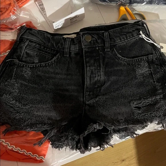 NWT $128 ANTHROPOLOGIE PILCRO The Devon Rhinestone Distressed Denim Shorts 26 - Picture 14 of 14